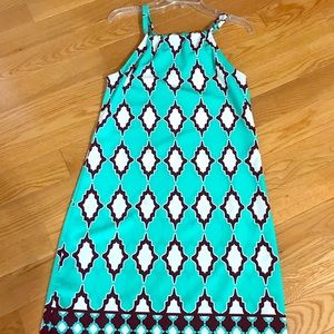 Crown & Ivy turquoise and navy halter dress
